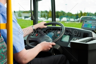 Driver sitting in his bus