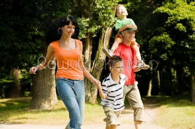 Family having a walk