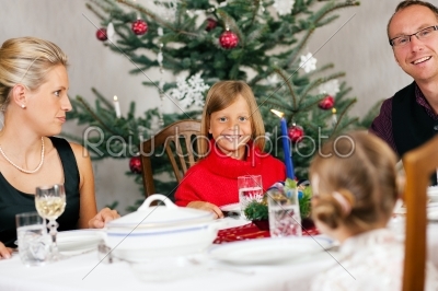 Family having Christmas Dinner