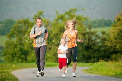 Family jogging outdoors