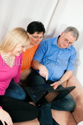 Family surfing the net