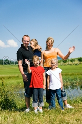 Family waving