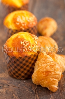 fresh baked muffin and croissant mignon