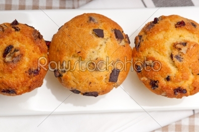 fresh chocolate and raisins muffins