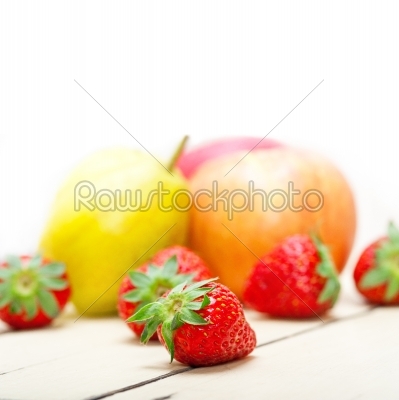 fresh fruits apples pears and strawberrys