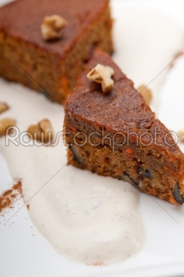 fresh healthy carrots and walnuts cake dessert