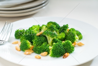 fresh sauteed broccoli and almonds