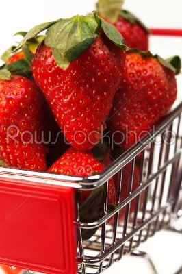 fresh strawberries on cart
