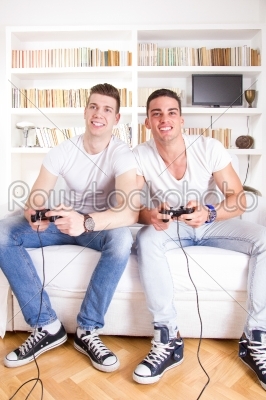 friends at home playing video game