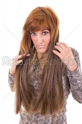 girl showing her hair extension