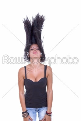 Girl tosses her hair