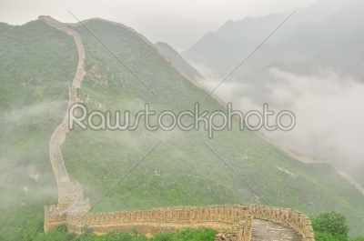 Great Wall fog over mountains in Beijing