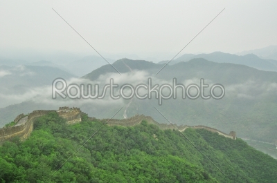 Great Wall fog over mountains in Beijing