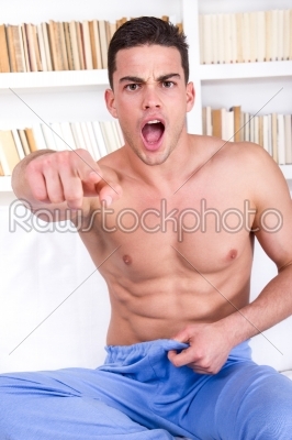 half-naked man having problems with potency