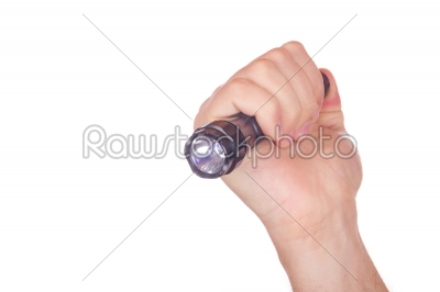 Hand pointed with flashlight