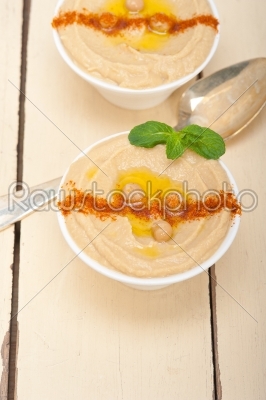 Hummus with mint on top