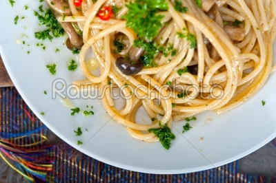 Italian pasta and mushroom sauce 