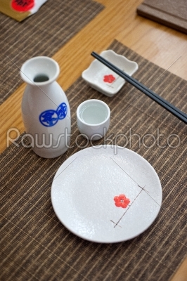 Japanese style table set and sake