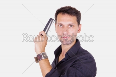 male barber with comb
