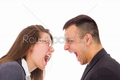 man and woman with love problems yelling at each other