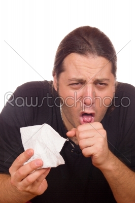 man has a cold and cough