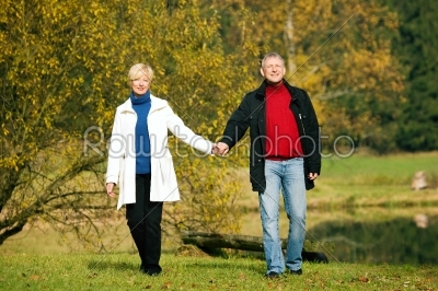 Mature couple having a walk