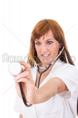 nurse with focus on stethoscope