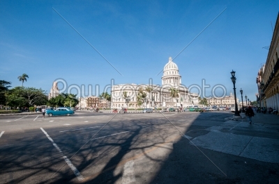 Old Havana with the Capitol taken from street, Cuba