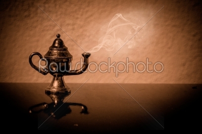 Old magic lamp on a table