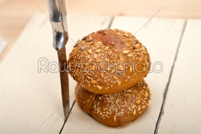 organic bread over rustic table