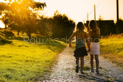 Sisters on path