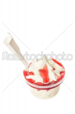 soft vanilla ice cream with strawberry dressing