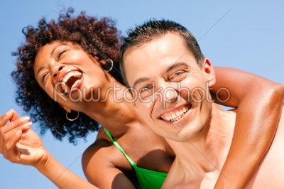 Summer bikini girl with boyfriend
