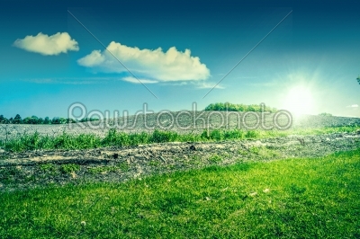 Sunshine over a beautiful countryside landscape