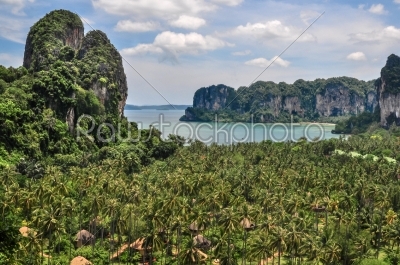 Thailand Beach Temple Rocks Krabi