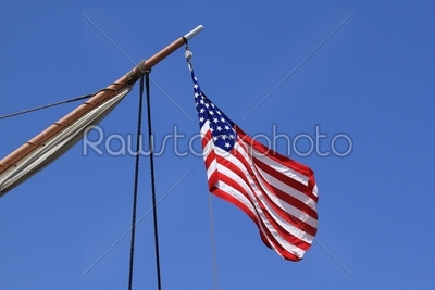 USA flag sail ship
