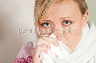 Woman having a cold or flu