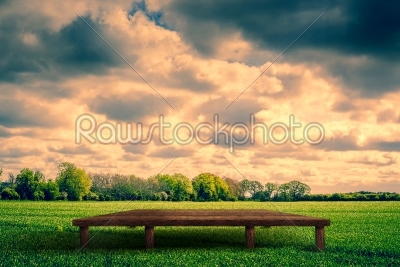Wooden stage on a field