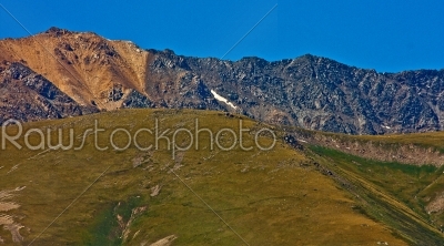 yellow hill and rock Altai mountain
