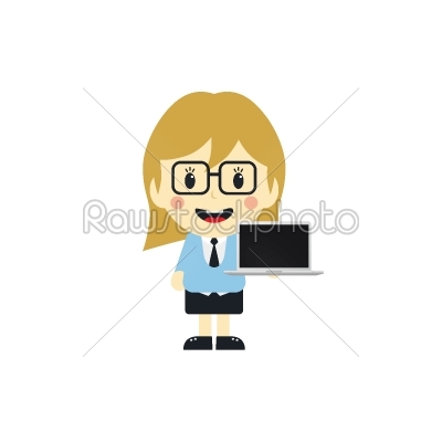 cute girl with laptop cartoon _char_acter
