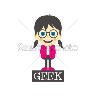 geek girl cartoon