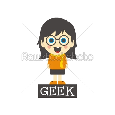 geek girl cartoon