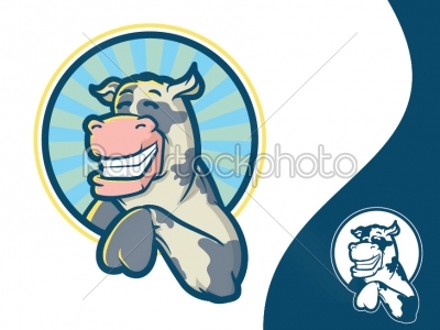Smiling Cow Mascot Character