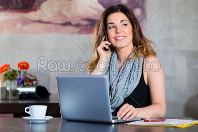 stock photo: student or businesswoman working in cafe-Raw Stock Photo ID: 48780